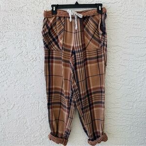 Aerie Plaid Brown Joggers, Size M
